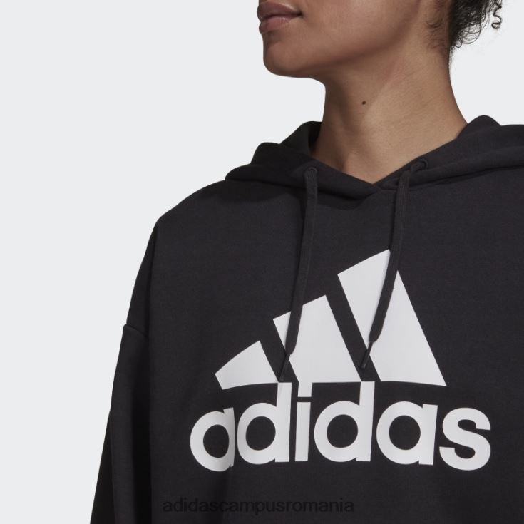 adidas campus romania hanorac negru din fleece cu logo boyfriend essentials femei negru J266N29124