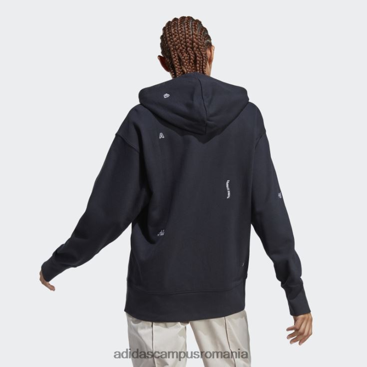 adidas campus romania hanorac negru relaxat, cu grafică inspirată de cristale vindecătoare femei alb negru J266N28980