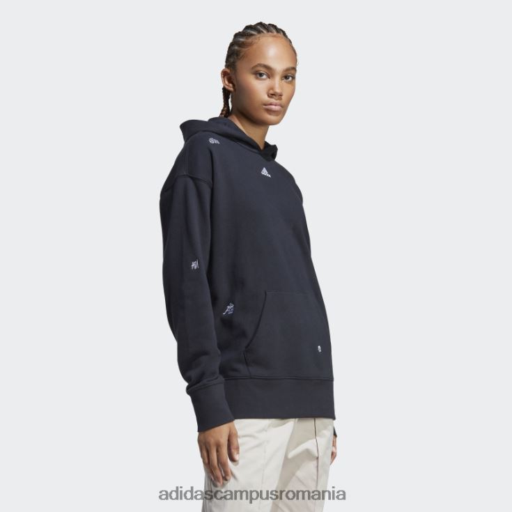 adidas campus romania hanorac negru relaxat, cu grafică inspirată de cristale vindecătoare femei alb negru J266N28980