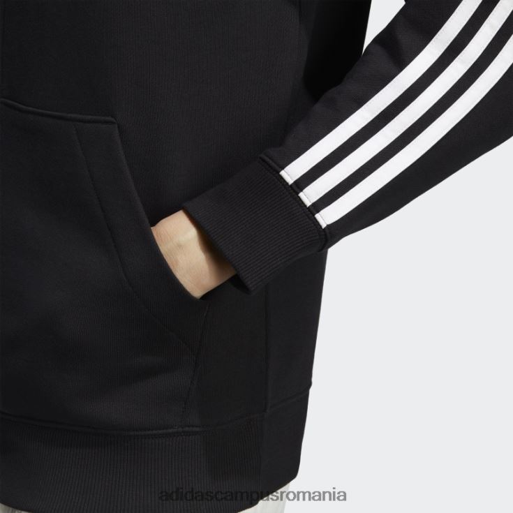 adidas campus romania hanorac obișnuit, cu fermoar complet, cu trei dungi, negru, French Terry femei alb negru J266N216469