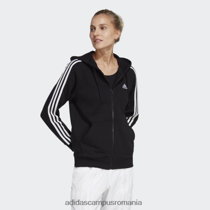 adidas campus romania hanorac obișnuit cu fermoar complet, negru, cu 3 dungi femei alb negru J266N22365