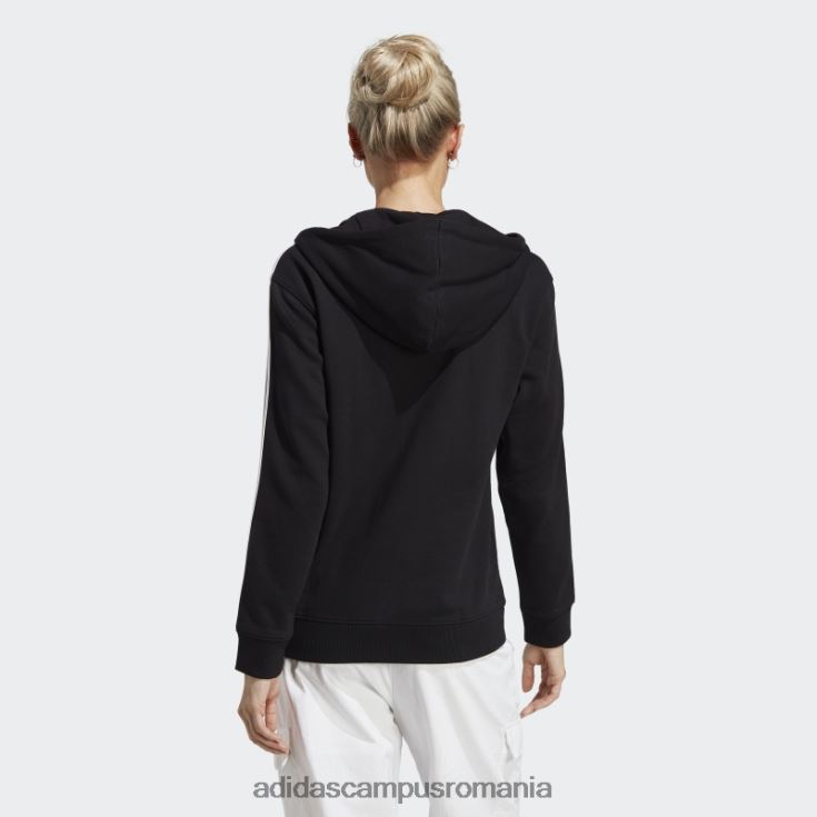 adidas campus romania hanorac obișnuit cu fermoar complet, negru, cu 3 dungi femei alb negru J266N22365