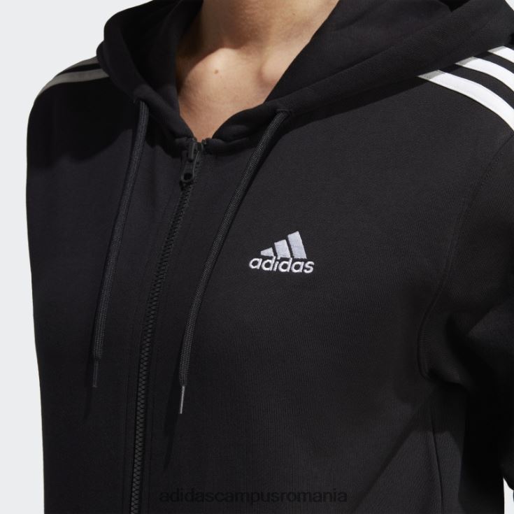adidas campus romania hanorac obișnuit cu fermoar complet, negru, cu 3 dungi femei alb negru J266N22365