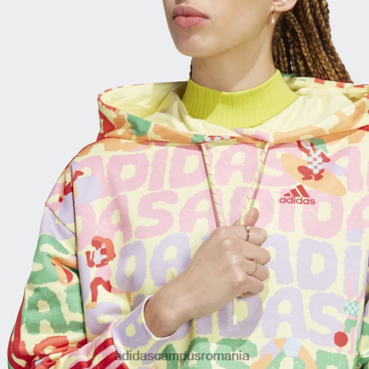 adidas campus romania hanorac pearl citrine farm rio cu 3 dungi femei perlat citrin/rosu J266N29682