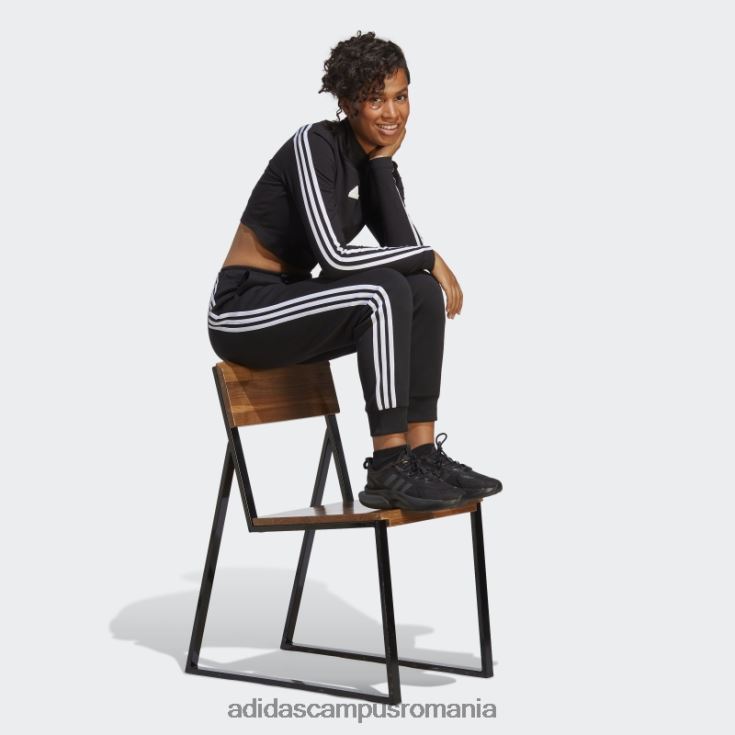 adidas campus romania icoane viitoare 3 dungi pantaloni obișnuiți negru fierbinte femei negru J266N22268