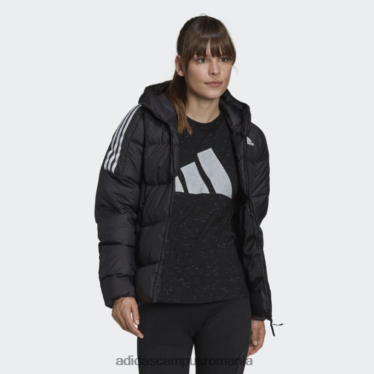adidas campus romania jachetă cu glugă de puf de greutate medie essentials, neagră femei negru J266N217029