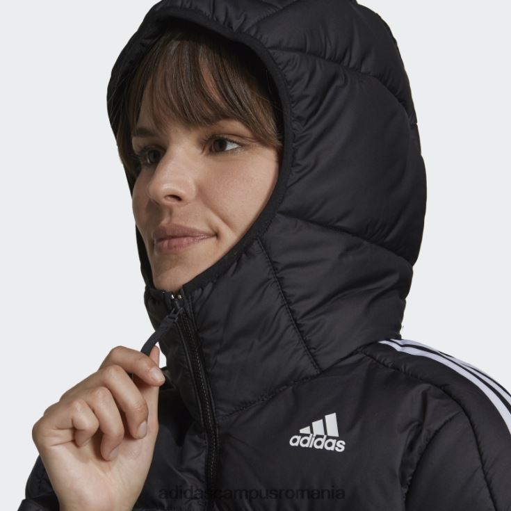 adidas campus romania jachetă cu glugă de puf de greutate medie essentials, neagră femei negru J266N217029