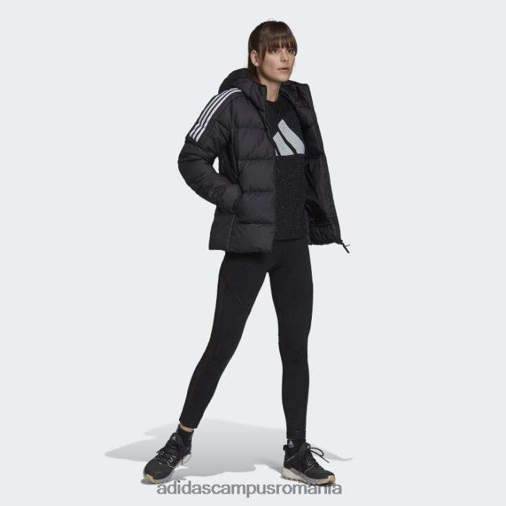adidas campus romania jachetă cu glugă de puf de greutate medie, negru, adidas femei negru J266N29390