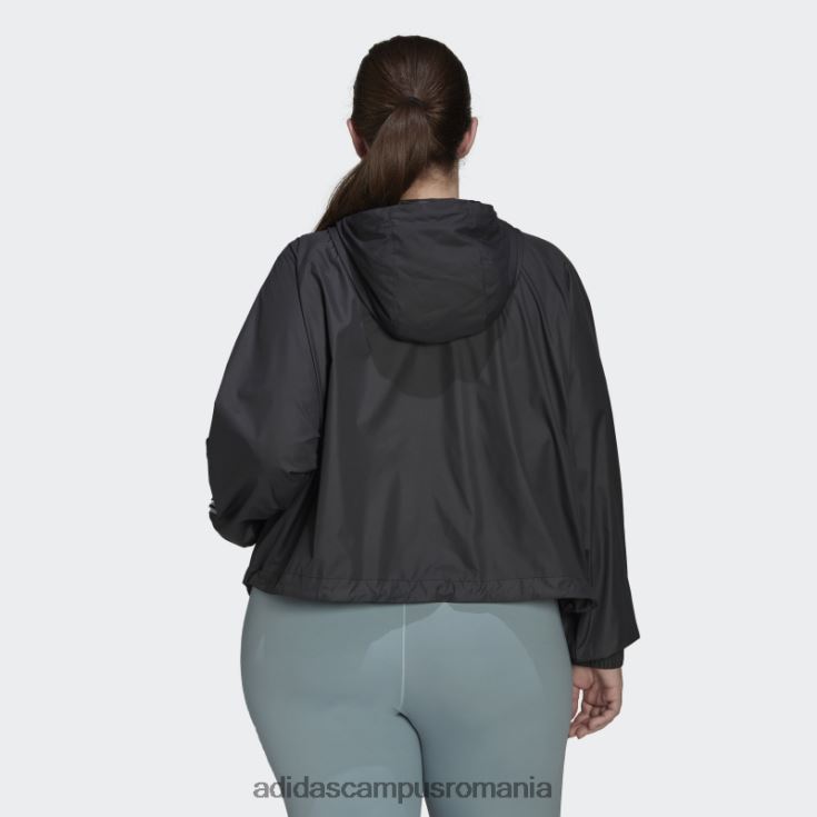 adidas campus romania jachetă de vânt bsc cu 3 dungi (plus mărime) neagră femei alb negru J266N217348
