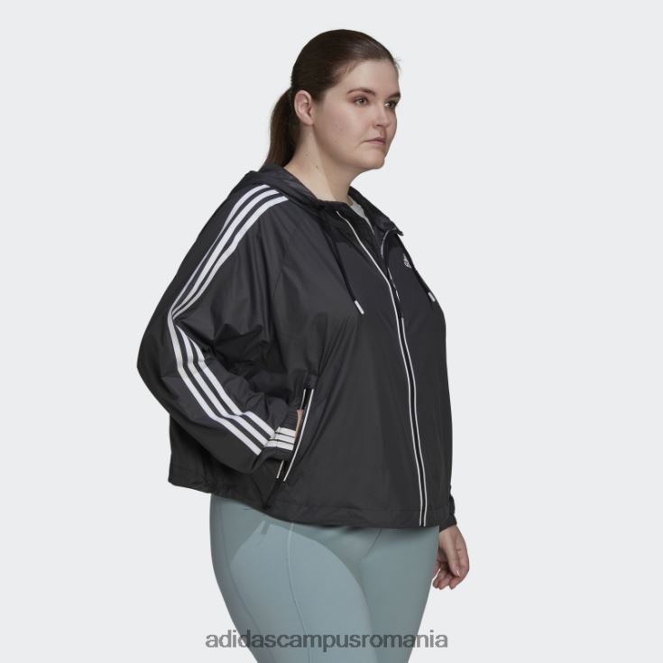 adidas campus romania jachetă de vânt bsc cu 3 dungi (plus mărime) neagră femei alb negru J266N217348