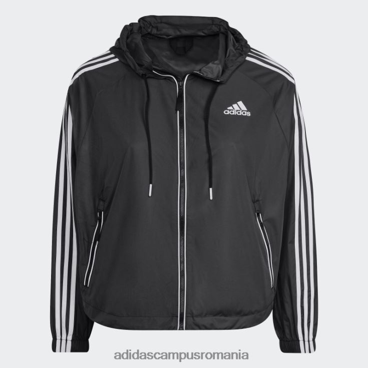 adidas campus romania jachetă de vânt bsc cu 3 dungi (plus mărime) neagră femei alb negru J266N217348