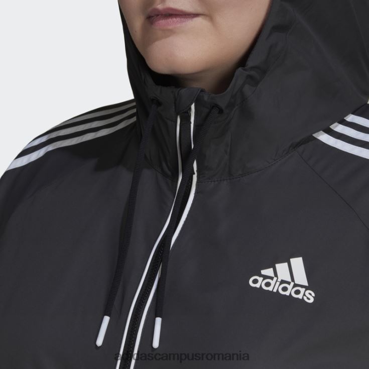 adidas campus romania jachetă de vânt bsc cu 3 dungi (plus mărime) neagră femei alb negru J266N217348
