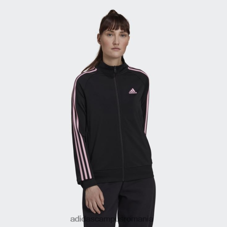 adidas campus romania jachetă neagră pentru încălzire primegreen essentials, subțire, cu 3 dungi femei negru/roz adevărat J266N29448