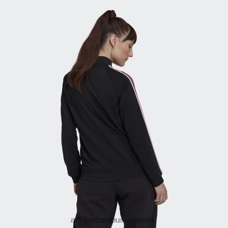adidas campus romania jachetă neagră pentru încălzire primegreen essentials, subțire, cu 3 dungi femei negru/roz adevărat J266N29448