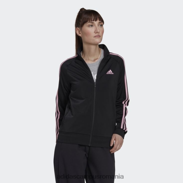 adidas campus romania jachetă neagră pentru încălzire primegreen essentials, subțire, cu 3 dungi femei negru/roz adevărat J266N29448