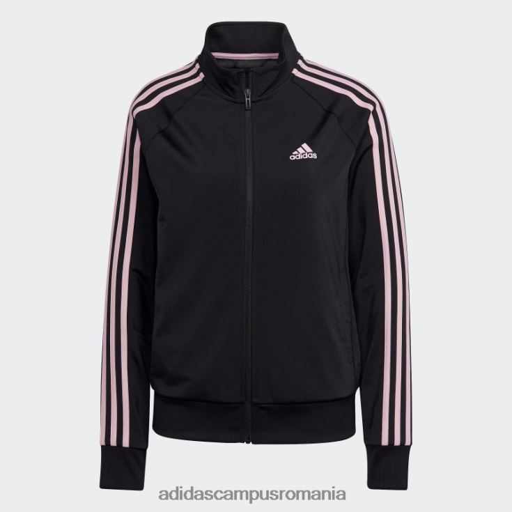 adidas campus romania jachetă neagră pentru încălzire primegreen essentials, subțire, cu 3 dungi femei negru/roz adevărat J266N29448