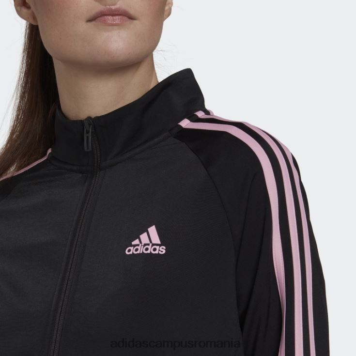 adidas campus romania jachetă neagră pentru încălzire primegreen essentials, subțire, cu 3 dungi femei negru/roz adevărat J266N29448