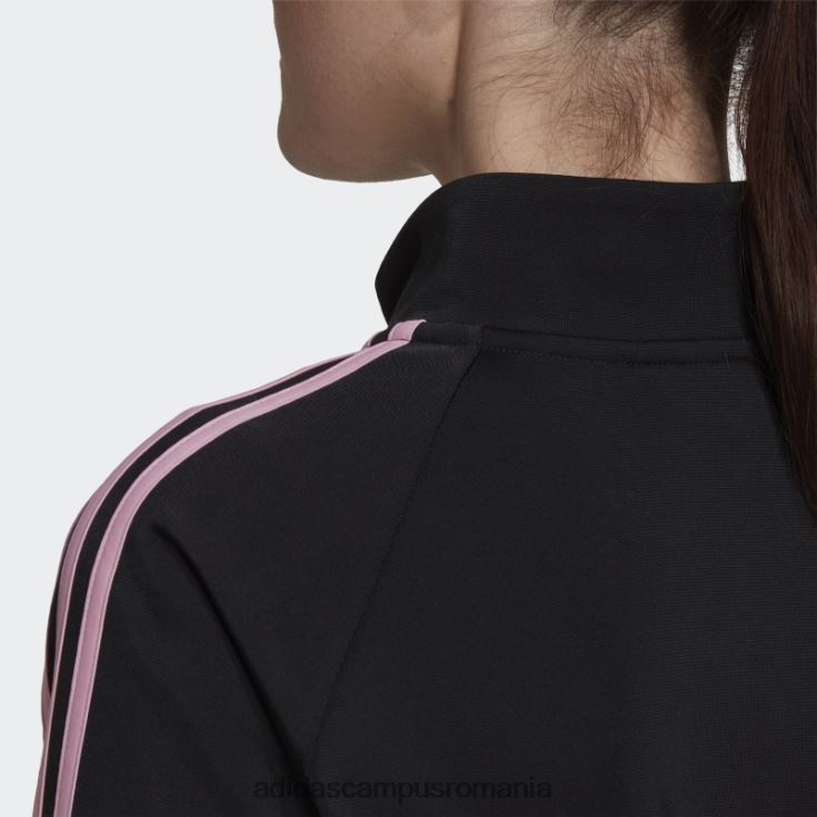 adidas campus romania jachetă neagră pentru încălzire primegreen essentials, subțire, cu 3 dungi femei negru/roz adevărat J266N29448