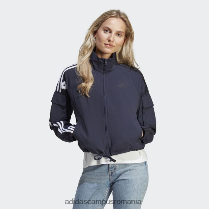 adidas campus romania jachetă ușoară cu 3 dungi cu cerneală, cu flori de chenilie femei cerneală J266N29611