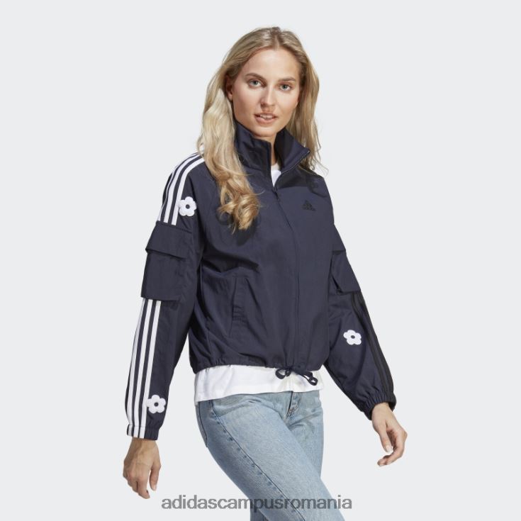 adidas campus romania jachetă ușoară cu 3 dungi cu cerneală, cu flori de chenilie femei cerneală J266N29611
