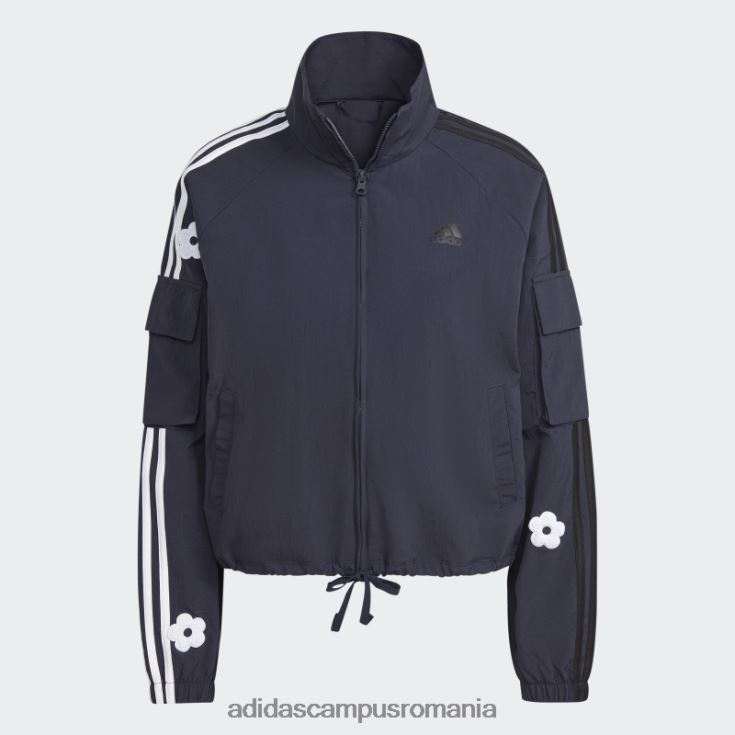 adidas campus romania jachetă ușoară cu 3 dungi cu cerneală, cu flori de chenilie femei cerneală J266N29611