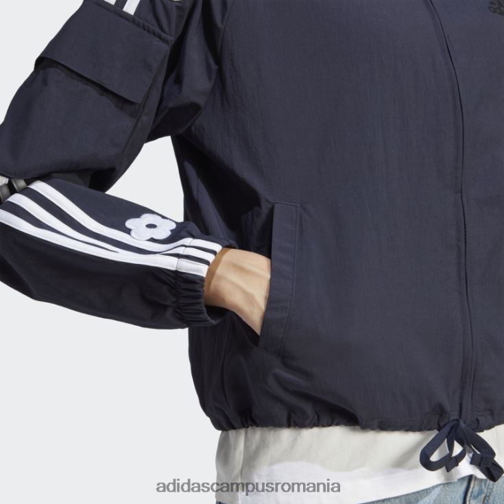 adidas campus romania jachetă ușoară cu 3 dungi cu cerneală, cu flori de chenilie femei cerneală J266N29611
