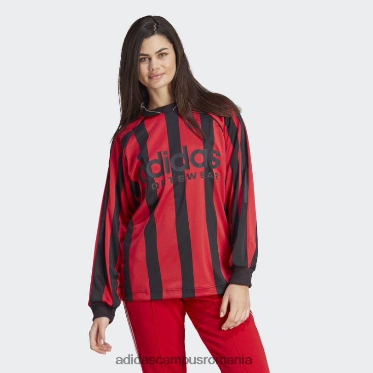 adidas campus romania jacquard tricou cu mânecă lungă stacojiu femei negru/stacojiu/alb J266N22245