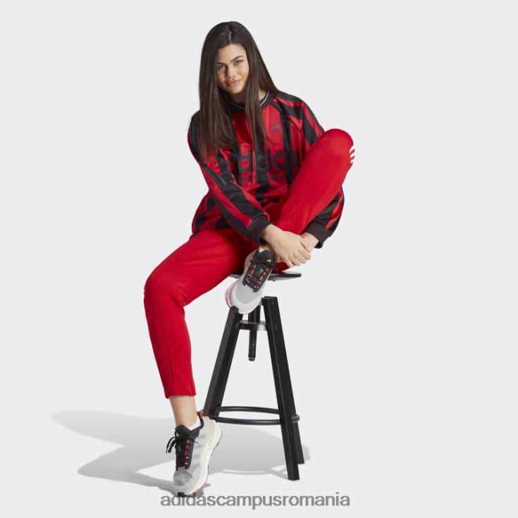 adidas campus romania jacquard tricou cu mânecă lungă stacojiu femei negru/stacojiu/alb J266N22245