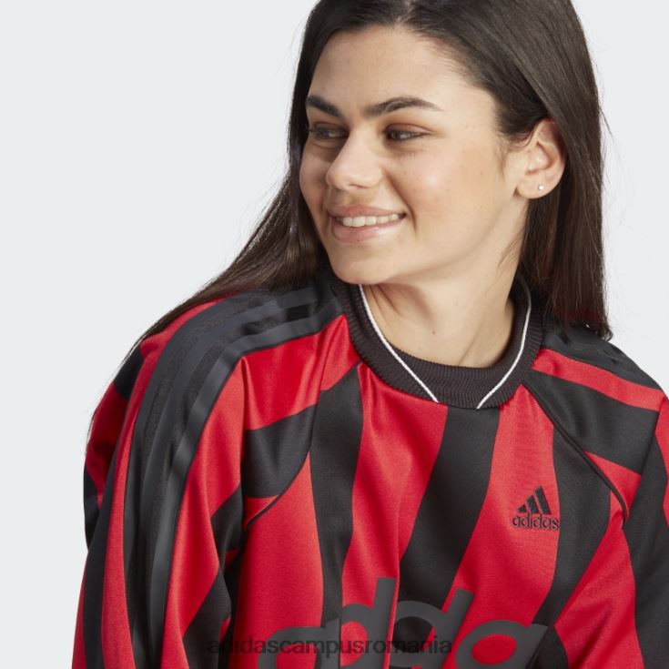 adidas campus romania jacquard tricou cu mânecă lungă stacojiu femei negru/stacojiu/alb J266N22245