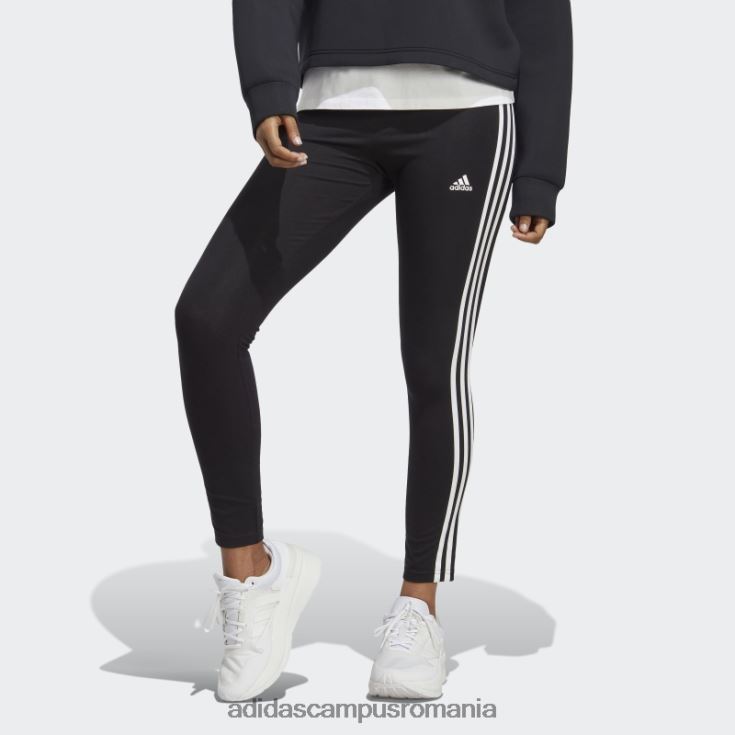 adidas campus romania jambiere de un singur tricou cu talie înaltă, negru, cu trei dungi femei alb negru J266N28935