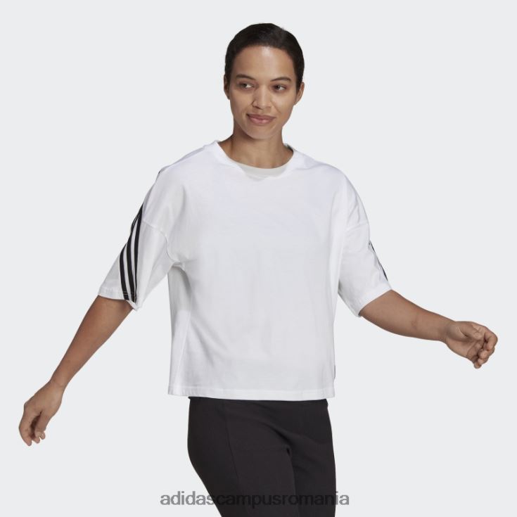 adidas campus romania îmbrăcăminte sport icoane viitoare 3 dungi tricou fashion alb femei alb J266N210319