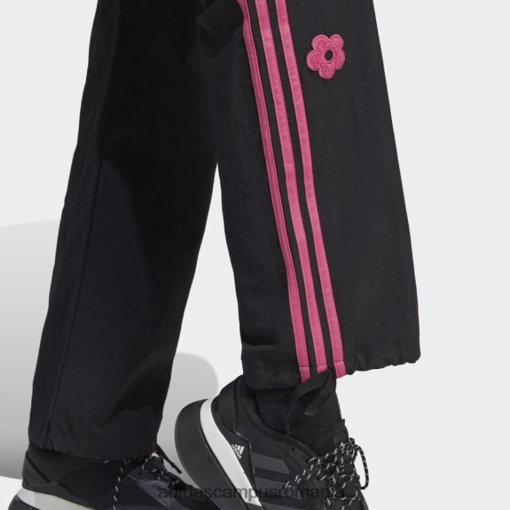 adidas campus romania pantaloni cargo negri cu 3 dungi, cu petice flori de chenilia femei negru J266N29497