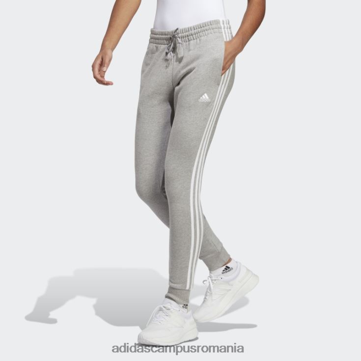 adidas campus romania pantaloni cu manșete din țeapă franțuzească, gri mediu, cu 3 dungi femei gri mediu/alb J266N22512