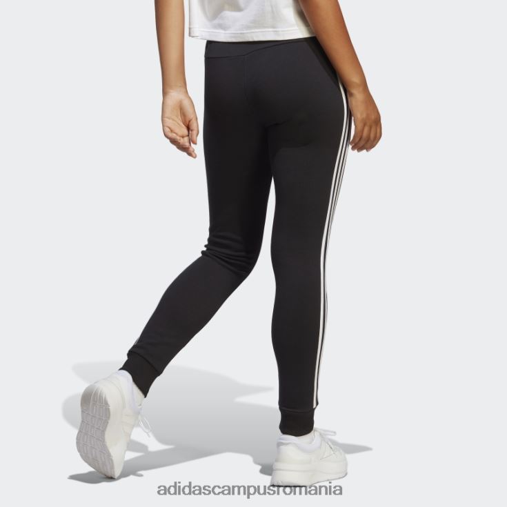 adidas campus romania pantaloni cu manșete din țesătură franțuzească, negri, cu 3 dungi femei alb negru J266N22330