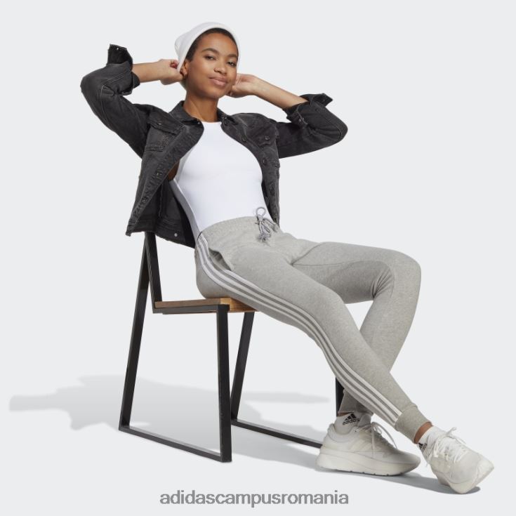 adidas campus romania pantaloni cu manșete din țesătură franceză cu 3 dungi, gri mediu adidas femei gri mediu/alb J266N28952