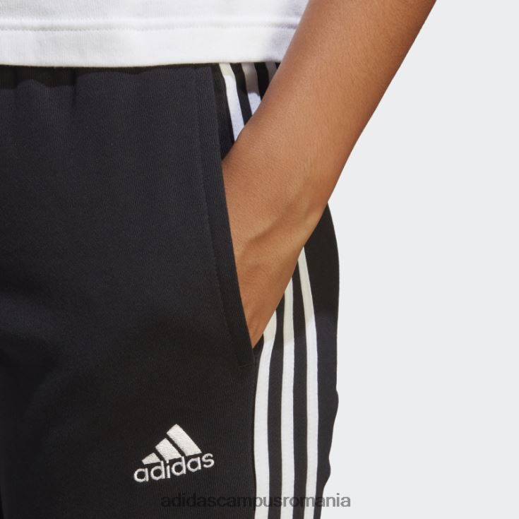 adidas campus romania pantaloni cu manșete din țesătură franceză cu 3 dungi, negru adidas femei alb negru J266N28928