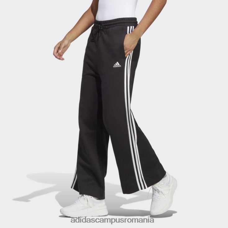 adidas campus romania pantaloni de jogging largi cu 3 dungi French Terry, negri femei alb negru J266N216501