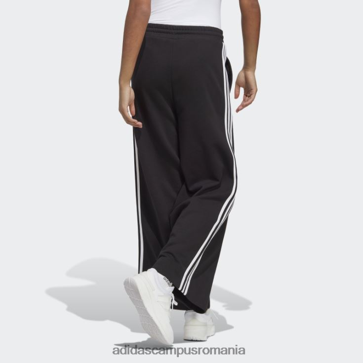adidas campus romania pantaloni de jogging largi cu 3 dungi French Terry, negri femei alb negru J266N216501