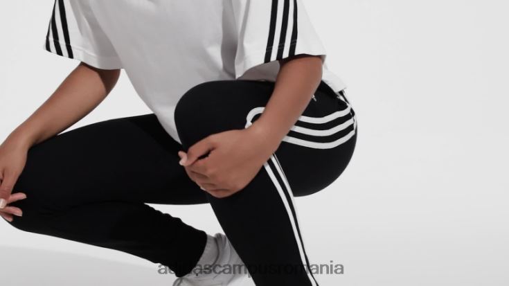 adidas campus romania pantaloni de jogging negri, cu 3 dungi, cu manșetă din țesătură franceză femei alb negru J266N216441
