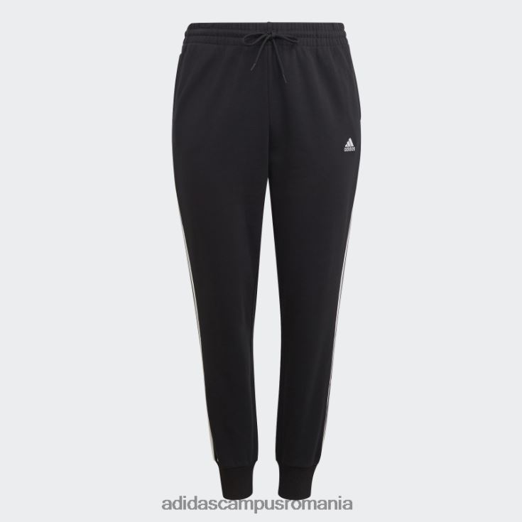 adidas campus romania pantaloni de jogging negri essentials cu 3 dungi French Terry cu mansete (plus marime) adidas femei alb negru J266N216605