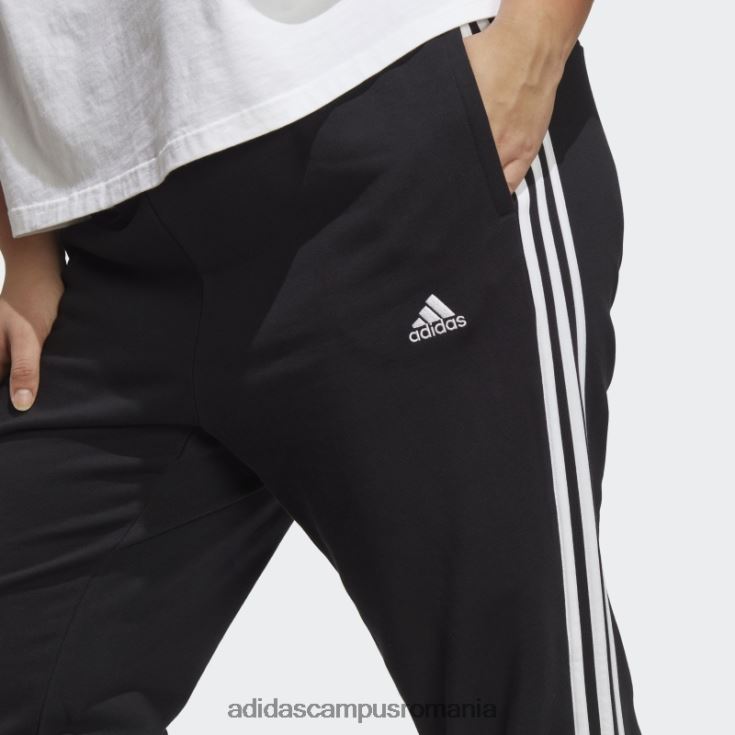 adidas campus romania pantaloni de jogging negri essentials cu 3 dungi French Terry cu mansete (plus marime) adidas femei alb negru J266N216605