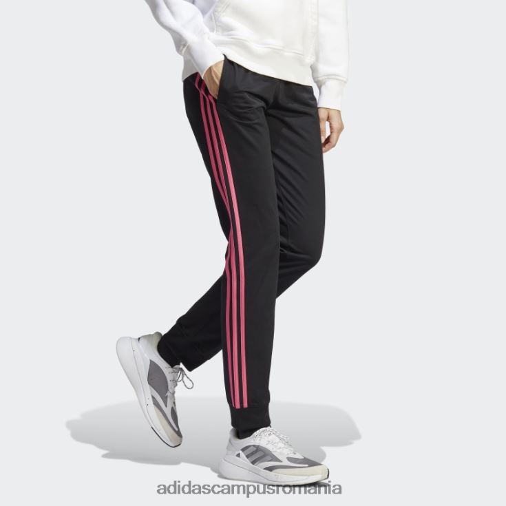 adidas campus romania pantaloni de încălzire primegreen essentials, subțiri, conici, cu trei dungi, negri femei negru/magenta J266N29434