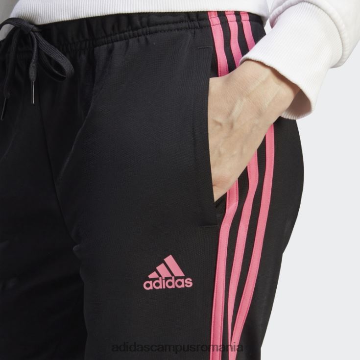 adidas campus romania pantaloni de încălzire primegreen essentials, subțiri, conici, cu trei dungi, negri femei negru/magenta J266N29434