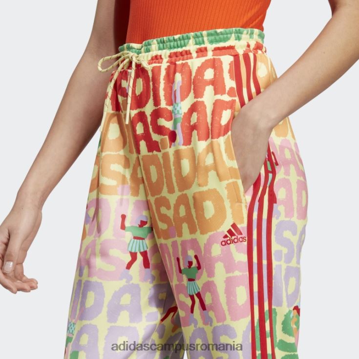 adidas campus romania pantaloni de sport x farm rio perla citrin moda femei perlat citrin/rosu J266N29559