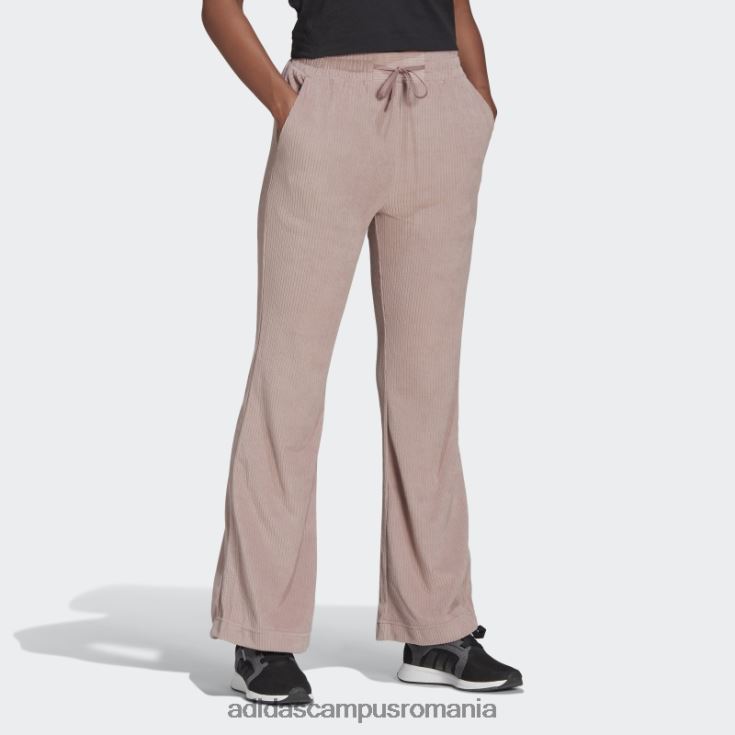 adidas campus romania pantaloni evazați din velur cu nervură violet fierbinte femei Violet J266N210715
