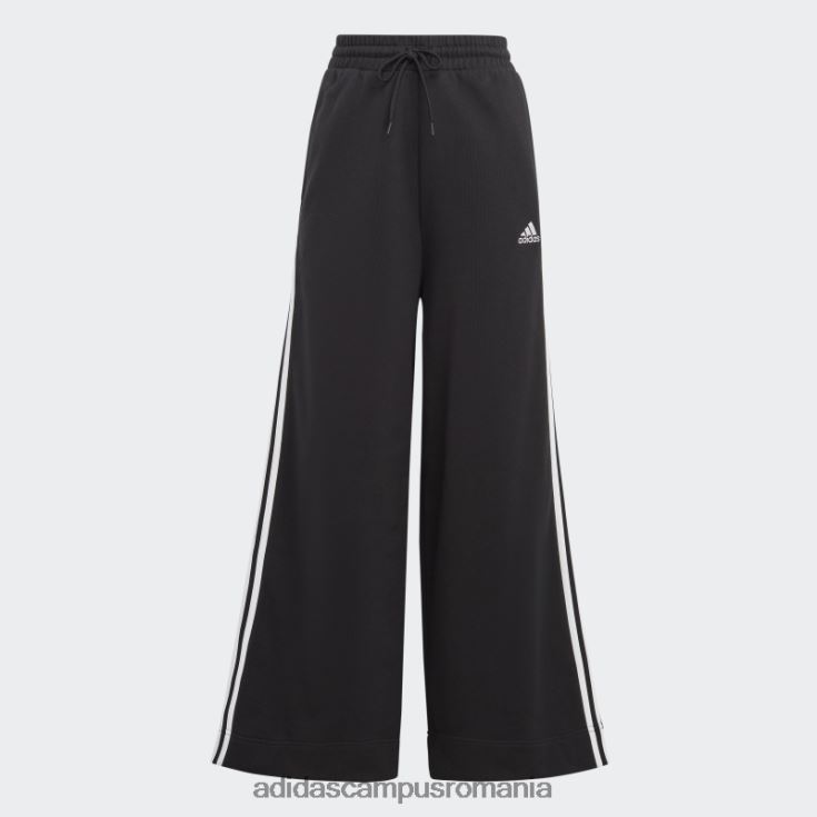 adidas campus romania pantaloni largi cu 3 dungi French Terry, negri femei alb negru J266N29470