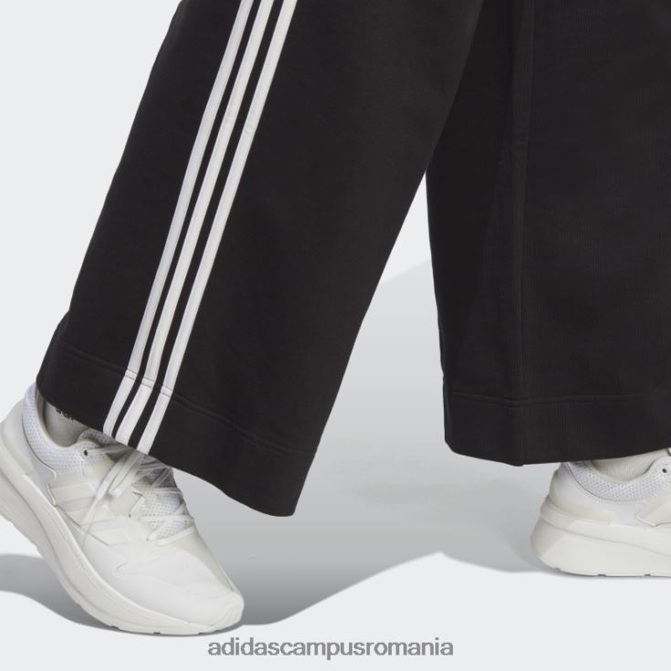 adidas campus romania pantaloni largi cu 3 dungi French Terry, negri femei alb negru J266N29470