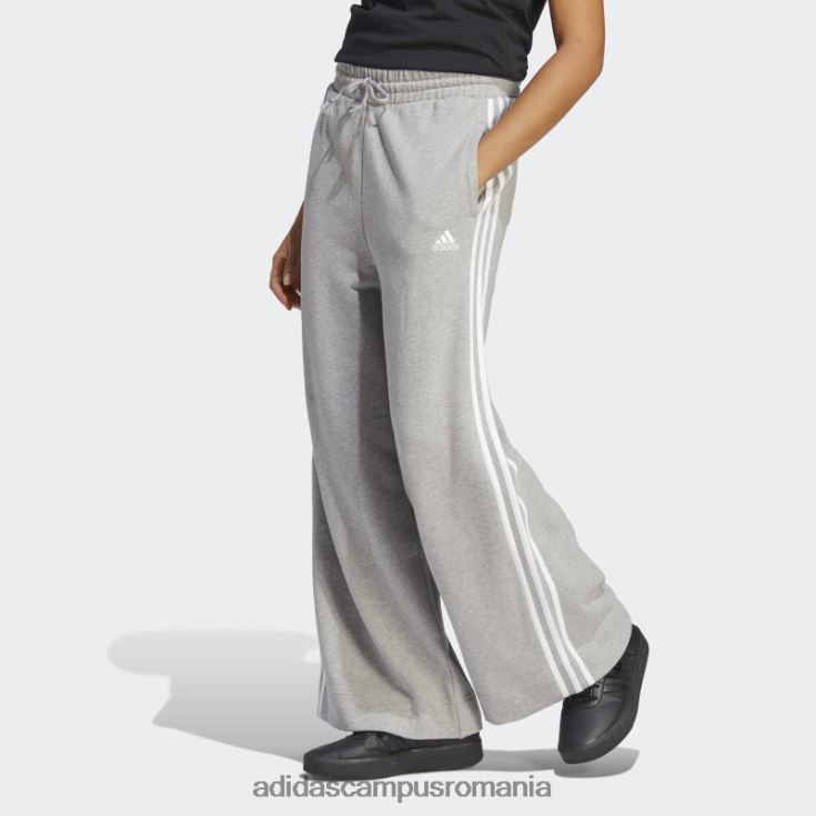 adidas campus romania pantaloni largi cu 3 dungi french terry gri mediu adidas femei gri mediu/alb J266N29402