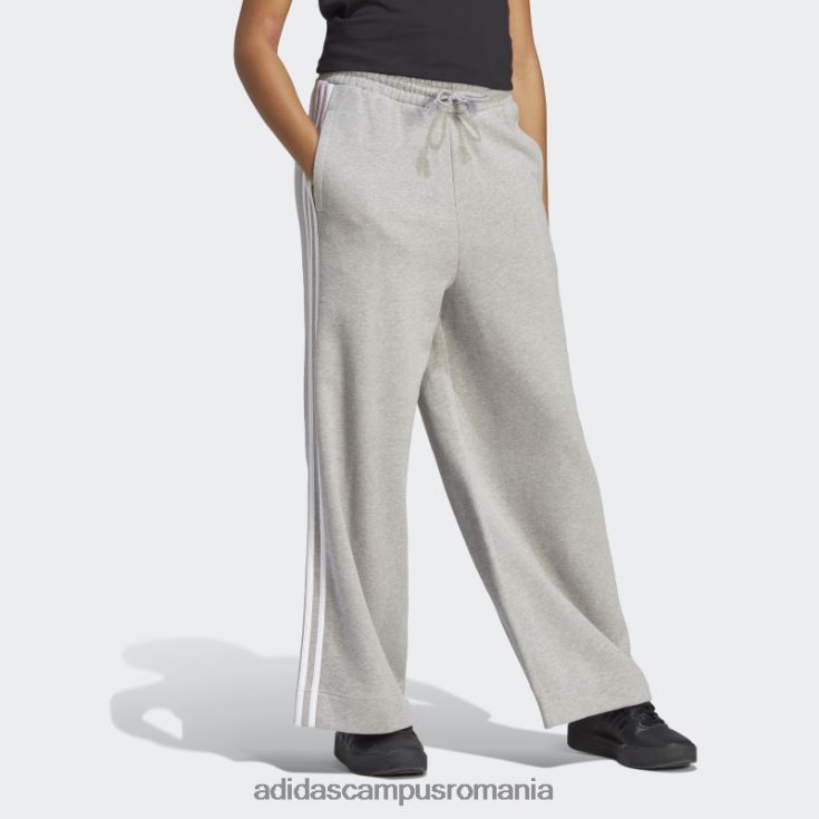 adidas campus romania pantaloni largi cu 3 dungi french terry gri mediu adidas femei gri mediu/alb J266N29402