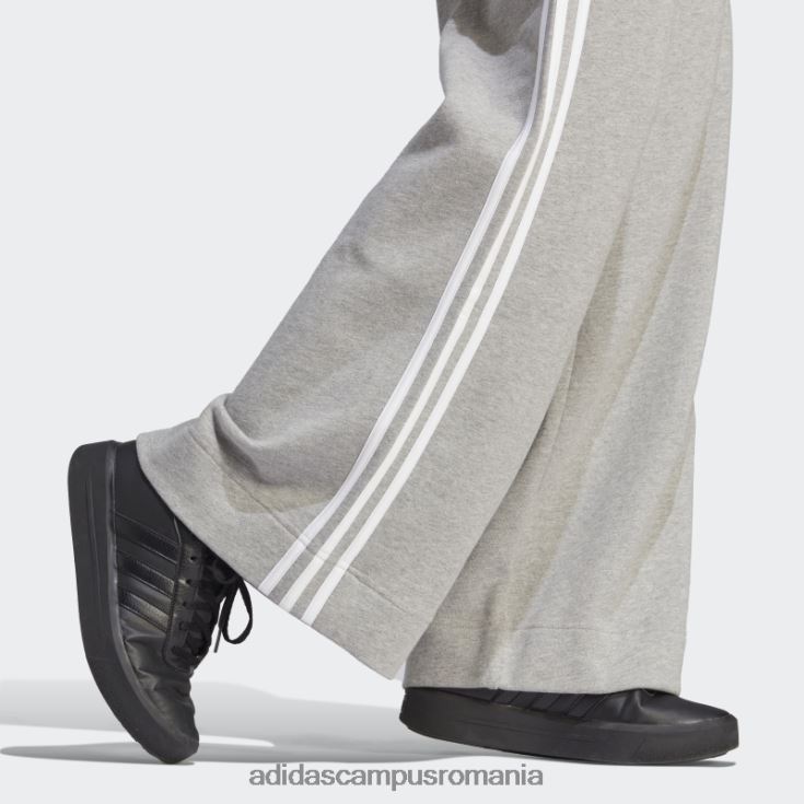 adidas campus romania pantaloni largi cu 3 dungi french terry gri mediu adidas femei gri mediu/alb J266N29402
